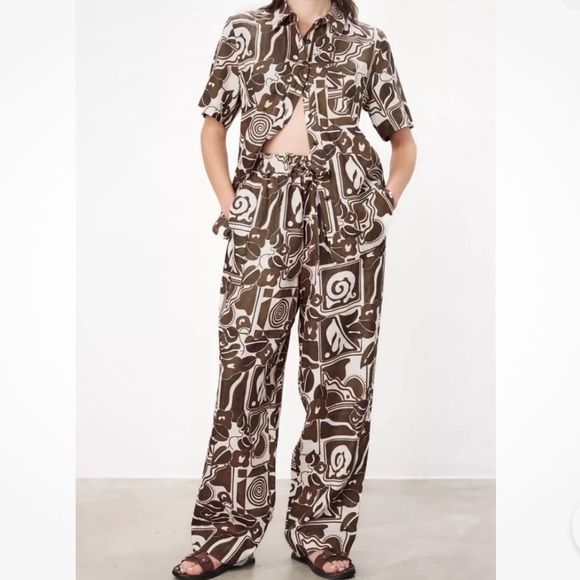 ❌SOLD OUT❌ MARA HOFFMAN Finn printed hemp shirt and straight-leg pants (SET) - Picture 2 of 16